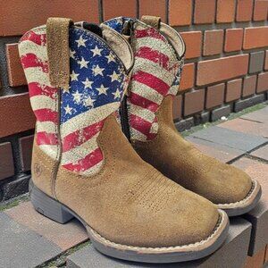 Ariat Children's  American Flag Stars &Stripes Leather Boots Size US 8  EUR 25